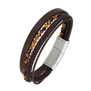 Bracelet All Blacks bijoux Homme acier et cuir 682151