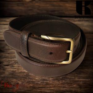 Ceinture KASZER Indiana en cuir de buffle pleine fleur brun rouge foncé - 577904