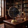 Grand Globe Terrestre Philéas 38 cm Filaire Noir & Or - Home Edelweiss JD842
