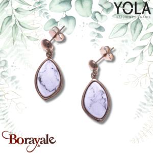 Boucles d'oreilles Yola Nature Cabochon Acier plaqué IP rose IG-542