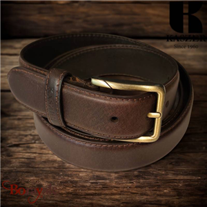 Ceinture KASZER Indiana en cuir de buffle pleine fleur brun rouge foncé - 577904