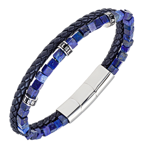 Bracelet All Blacks bijoux Homme acier et cuir 682352