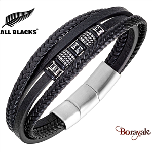 Bracelet All Blacks bijoux Homme cuir 4 rangs 682429