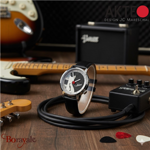 Montre AKTEO Art - Musique Guitare Electric Jazz 38 mm argent ronde AMu66