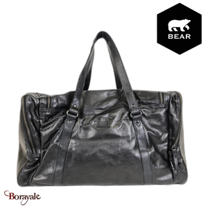 Sac voyages - sports Bear Design en Cuir de vachette lavé Noir