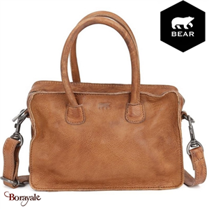 Sac à main mini Bear Design en Cuir de vachette grainé Cognac Collection : Calli