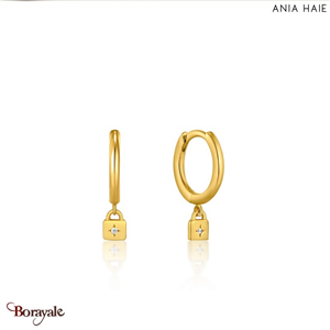 Boucles d'oreilles Ania Haie Under Lock & Key plaqué or 14 carats sur argent E03
