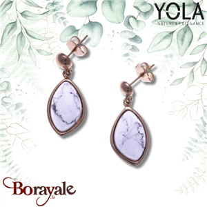 Boucles d'oreilles Yola Nature Cabochon Acier plaqué IP rose IG-542