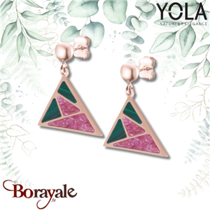 Boucles d'oreilles Yola Nature Art déco Acier plaqué IP rose IP-536