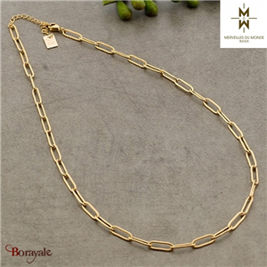 Collier en Acier doré Merveilles du monde