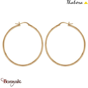 Boucles d'oreilles Thabora créoles simples fils ronds, 40 mm doré T114974J