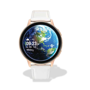 Montre TEKDAY Ronde connectée unisexe boîtier rose doré, cuir de pomme blanc sur