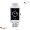 Montre Homme Orlam Epoque cadran noir bracelet acier argenté étanche 5 ATM ORSSB
