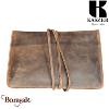 Pochette à cordon Kaszer Oregon en cuir de vachette pleine fleur marron naturel