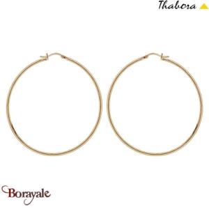 Boucles d'oreilles THABORA créoles simples fils ronds, 60 mm acier doré