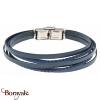 Bracelet Apollon acier et cuir italien bleu Homme  HC-302