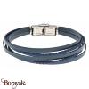 Bracelet homme Apollon, acier et cuir italien bleu