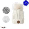 Bonnet + 3 pompons Kir Royal blanc avec polaire Cabaïa 50% acrylique 50% wool