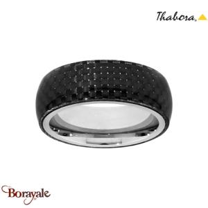 Bague Thabora homme acier et carbone bague homme T66 - réf. T160321-66