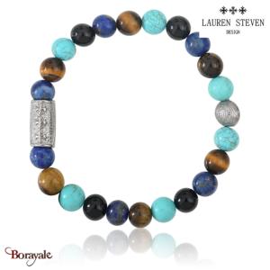 Bracelet Prosperite Lauren Steven Turquoise Perles de 08 mm Taille L 20,5 cm