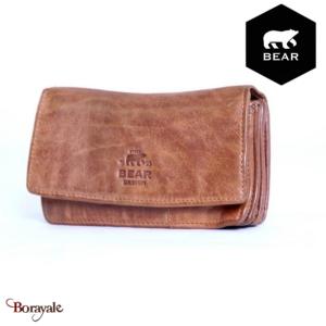 Tout en 1 Bear Design en Cuir de vachette lavé Cognac