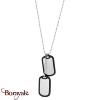 Collier THABORA pendentif plaques GI en aciersur chaine perles homme T135652