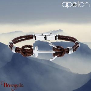 Bracelet Apollon cuir tressé et ancre Homme  HC-305