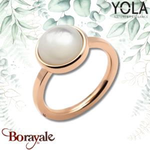 Bague nacre blanche, Collection: Cabochon YOLA Taille 56