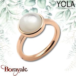 Bague Yola Nature Cabochon Acier plaqué IP rose IG-164-56