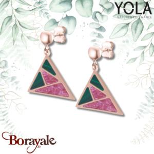 Boucles d'oreilles Yola Nature Art déco Acier plaqué IP rose IP-536