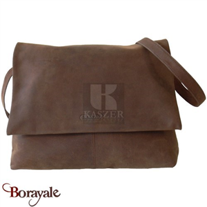 Besace Gibecière kaszer collection Kansas en cuir de buffle marron 20054-C6
