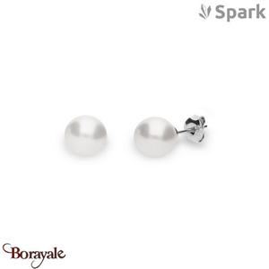 Boucles d'oreilles SPARK With EUROPEAN CRYSTALS  : Pearls 8 mm - Cristal blanc