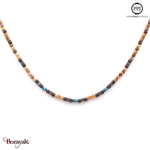 Collier Pierre Paul Jacques Heishi Jaspe Paysager - Turquoise  CHTUC2-XL