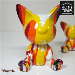 Chat Assis 20 cm Home Edelweiss collection : Gaston Blanc, jaune et orange
