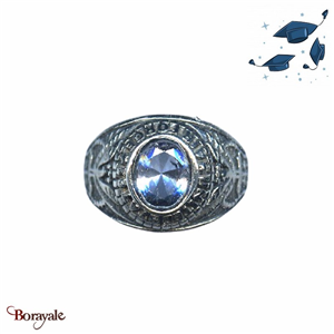 Bague Carbo Compagnie Air Force mauve acier Chevalière universitaire ou de champ