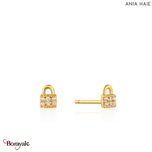 Boucles d'oreilles Ania Haie Under Lock & Key plaqué or 14 carats sur argent E03