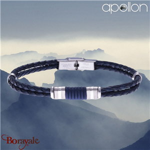 Bracelet cuir italien bleu, Collection: cuir et acier APOLLON