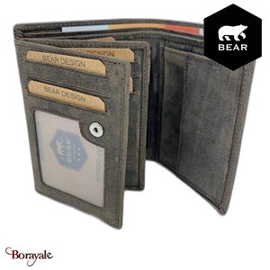 Portefeuille Bear Design en Cuir de vachette brut Brut Collection : brut