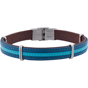 Bracelet bleu, Collection: cuir homme APOLLON ajustable