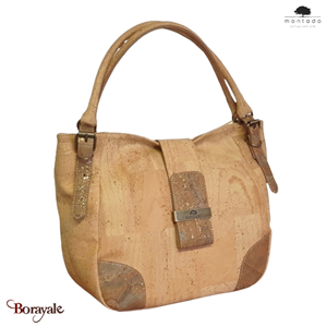 Sac épaule en liège made in Portugal Montado Naturel Mappemonde Camel