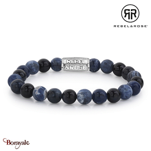 Bracelet Rebel & Rose 8 mm Sodalite et Œil de tigre bleu