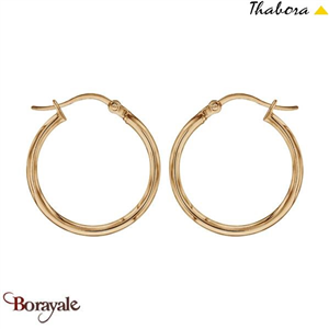 Boucles d'oreilles THABORA créoles simples fils ronds, 20 mm acier doré