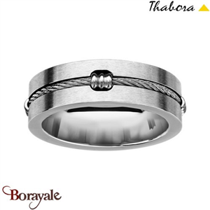 Bague THABORA homme acier et câble Taille 60