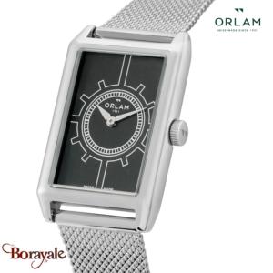 Montre Homme Orlam Epoque cadran noir bracelet acier bicolore doré étanche 5 ATM