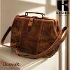 Sac médecin Kaszer Wyoming en cuir de vachette pleine fleur marron naturel foncé