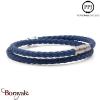 Bracelet PPJ Cuir tressé Double tour Bleu outremer Taille XL