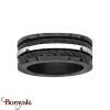 Bague Thabora acier homme large noir câble T167771-62