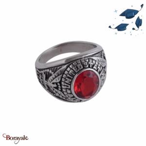 Bague Universitaire américaine Air Force rouge en acier inoxydable Taille : 62