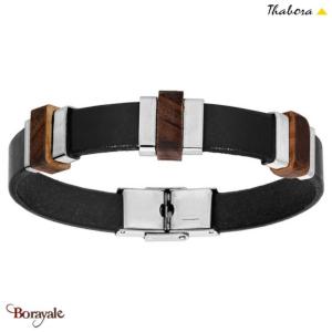 Bracelet THABORA Homme cuir et bois Cuir de bovin