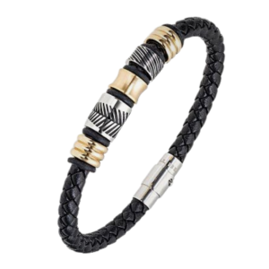 Bracelet All Blacks bijoux Homme acier et cuir 682345